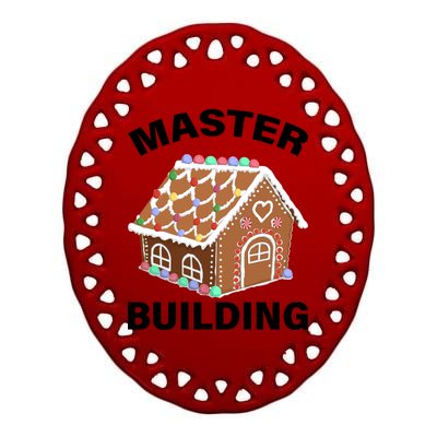 Master Builder Gingerbread House Funny Christmas Ceramic Oval Ornament