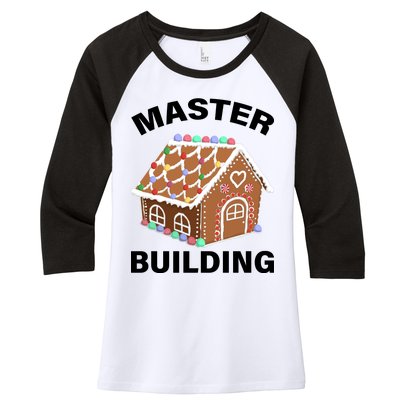 Master Builder Gingerbread House Funny Christmas Women's Tri-Blend 3/4-Sleeve Raglan Shirt