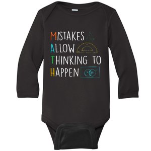 Mistakes Allow Thinking To Happen Funny Math Back To School Baby Long Sleeve Bodysuit