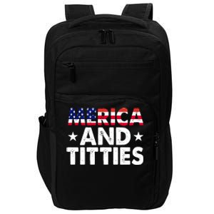 Merica And Titties Funny Patriotic Usa Impact Tech Backpack