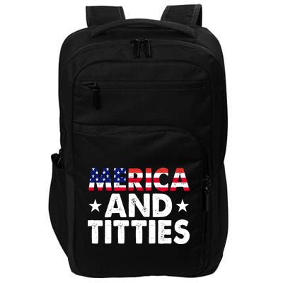 Merica And Titties Funny Patriotic Usa Impact Tech Backpack