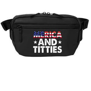 Merica And Titties Funny Patriotic Usa Crossbody Pack