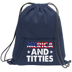 Merica And Titties Funny Patriotic Usa Sweatshirt Cinch Pack Bag