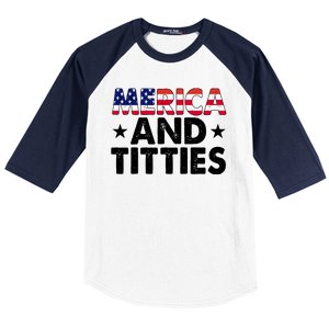 Merica And Titties Funny Patriotic Usa Baseball Sleeve Shirt