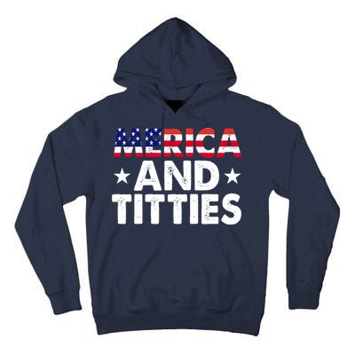 Merica And Titties Funny Patriotic Usa Tall Hoodie