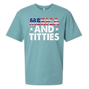 Merica And Titties Funny Patriotic Usa Sueded Cloud Jersey T-Shirt