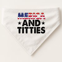 Merica And Titties Funny Patriotic Usa USA-Made Doggie Bandana