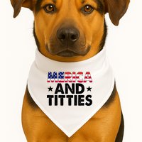 Merica And Titties Funny Patriotic Usa USA-Made Doggie Bandana