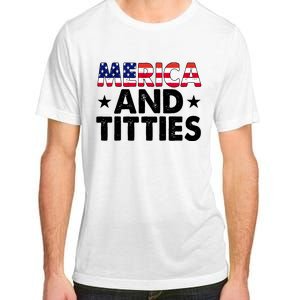 Merica And Titties Funny Patriotic Usa Adult ChromaSoft Performance T-Shirt