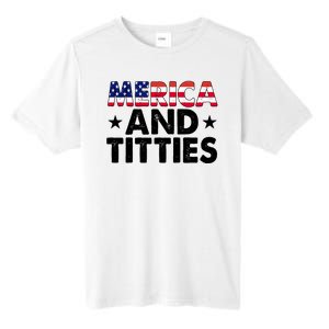 Merica And Titties Funny Patriotic Usa Tall Fusion ChromaSoft Performance T-Shirt