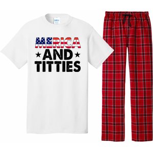 Merica And Titties Funny Patriotic Usa Pajama Set