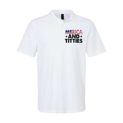 Merica And Titties Funny Patriotic Usa Softstyle Adult Sport Polo