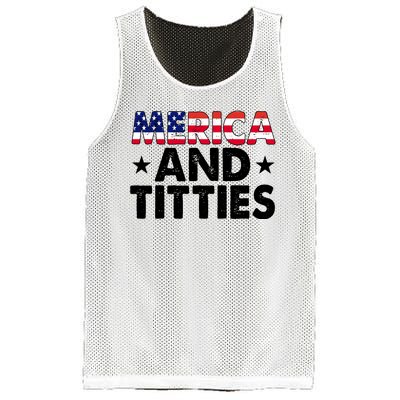 Merica And Titties Funny Patriotic Usa Mesh Reversible Basketball Jersey Tank