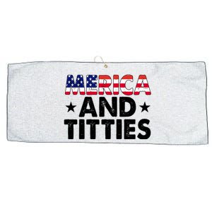 Merica And Titties Funny Patriotic Usa Large Microfiber Waffle Golf Towel