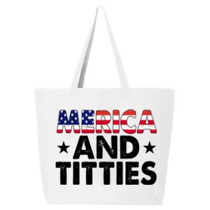 Merica And Titties Funny Patriotic Usa 25L Jumbo Tote