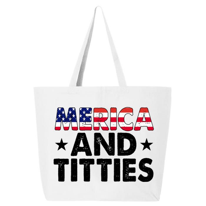 Merica And Titties Funny Patriotic Usa 25L Jumbo Tote