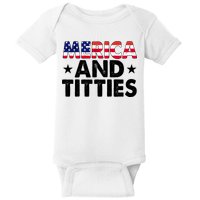 Merica And Titties Funny Patriotic Usa Baby Bodysuit