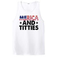 Merica And Titties Funny Patriotic Usa PosiCharge Competitor Tank