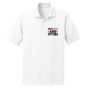 Merica And Titties Funny Patriotic Usa PosiCharge RacerMesh Polo