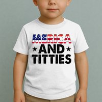 Merica And Titties Funny Patriotic Usa Toddler T-Shirt