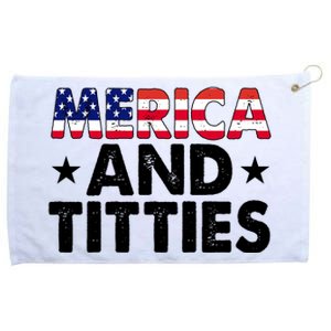 Merica And Titties Funny Patriotic Usa Grommeted Golf Towel