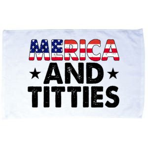 Merica And Titties Funny Patriotic Usa Microfiber Hand Towel