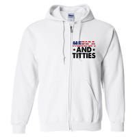 Merica And Titties Funny Patriotic Usa Full Zip Hoodie