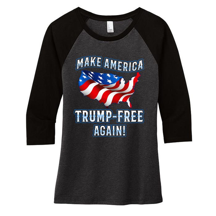 Make America Trump Free Again Democrat Gift Women's Tri-Blend 3/4-Sleeve Raglan Shirt