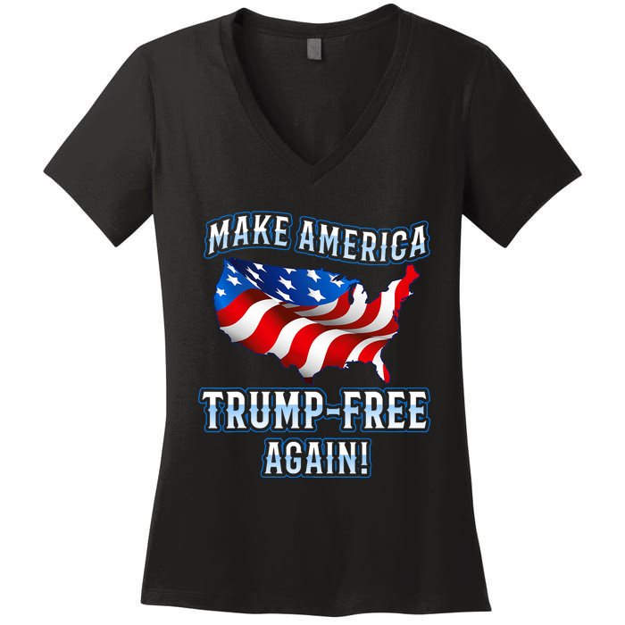 Make America Trump Free Again Democrat Gift Women's V-Neck T-Shirt