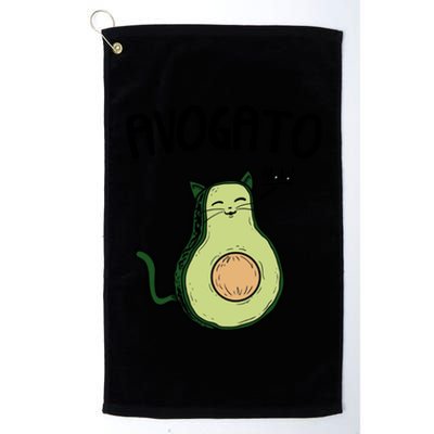 Mens Avogato Trending Avocado Cat Cute Cat Face Novelty Cat Platinum Collection Golf Towel