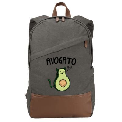 Mens Avogato Trending Avocado Cat Cute Cat Face Novelty Cat Cotton Canvas Backpack