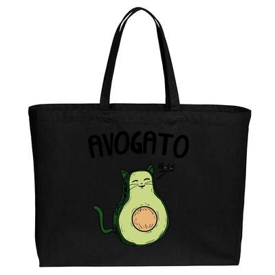 Mens Avogato Trending Avocado Cat Cute Cat Face Novelty Cat Cotton Canvas Jumbo Tote