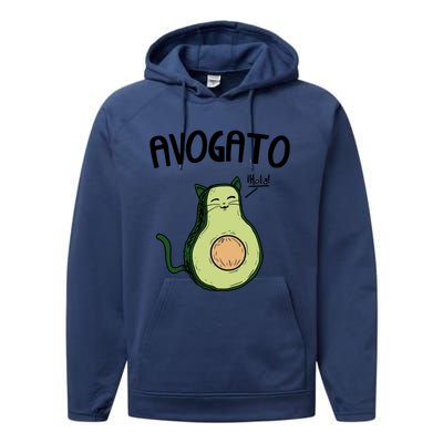 Mens Avogato Trending Avocado Cat Cute Cat Face Novelty Cat Performance Fleece Hoodie