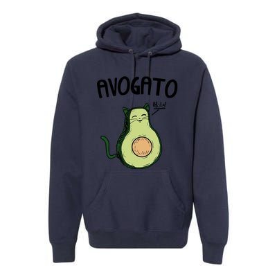 Mens Avogato Trending Avocado Cat Cute Cat Face Novelty Cat Premium Hoodie