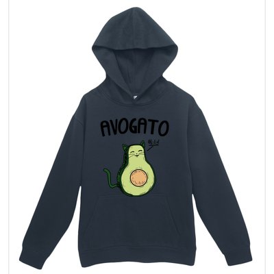 Mens Avogato Trending Avocado Cat Cute Cat Face Novelty Cat Urban Pullover Hoodie