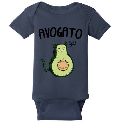 Mens Avogato Trending Avocado Cat Cute Cat Face Novelty Cat Baby Bodysuit