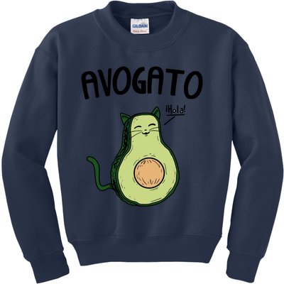 Mens Avogato Trending Avocado Cat Cute Cat Face Novelty Cat Kids Sweatshirt