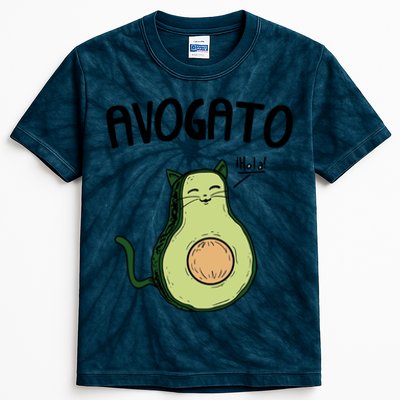 Mens Avogato Trending Avocado Cat Cute Cat Face Novelty Cat Kids Tie-Dye T-Shirt