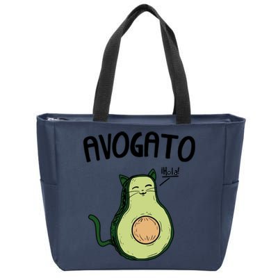 Mens Avogato Trending Avocado Cat Cute Cat Face Novelty Cat Zip Tote Bag