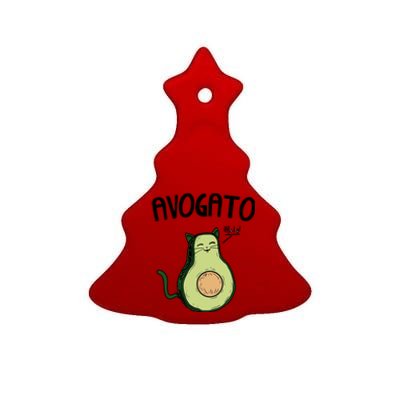 Mens Avogato Trending Avocado Cat Cute Cat Face Novelty Cat Ceramic Tree Ornament