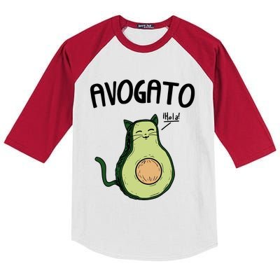 Mens Avogato Trending Avocado Cat Cute Cat Face Novelty Cat Kids Colorblock Raglan Jersey