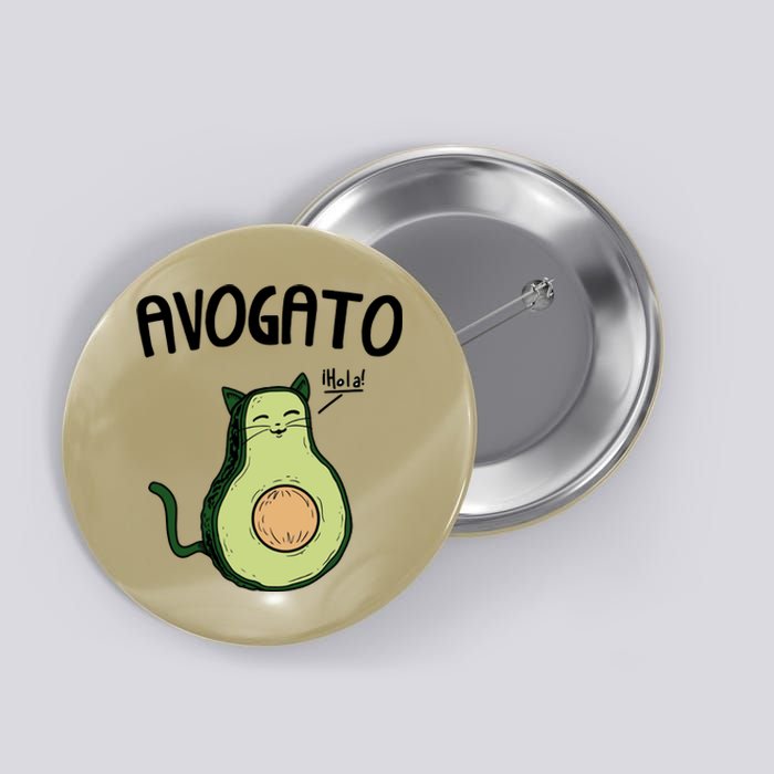 Mens Avogato Trending Avocado Cat Cute Cat Face Novelty Cat Button