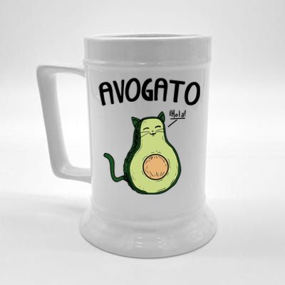 Mens Avogato Trending Avocado Cat Cute Cat Face Novelty Cat Beer Stein