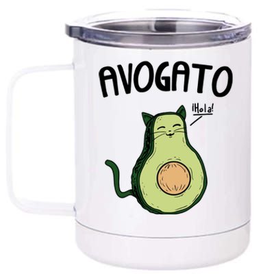 Mens Avogato Trending Avocado Cat Cute Cat Face Novelty Cat 12 oz Stainless Steel Tumbler Cup