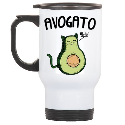 Mens Avogato Trending Avocado Cat Cute Cat Face Novelty Cat Stainless Steel Travel Mug