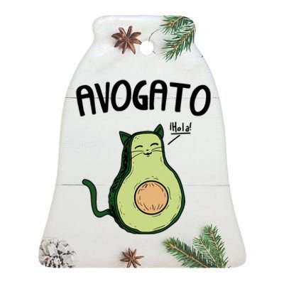 Mens Avogato Trending Avocado Cat Cute Cat Face Novelty Cat Ceramic Bell Ornament