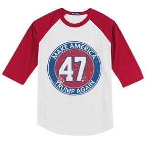 Make America Trump Again Trump 47 2024 Cool Gift Kids Colorblock Raglan Jersey