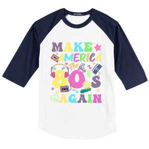 Make America The 80s Again Groovy Retro 80s Eighties Vibe Cute Gift Baseball Sleeve Shirt