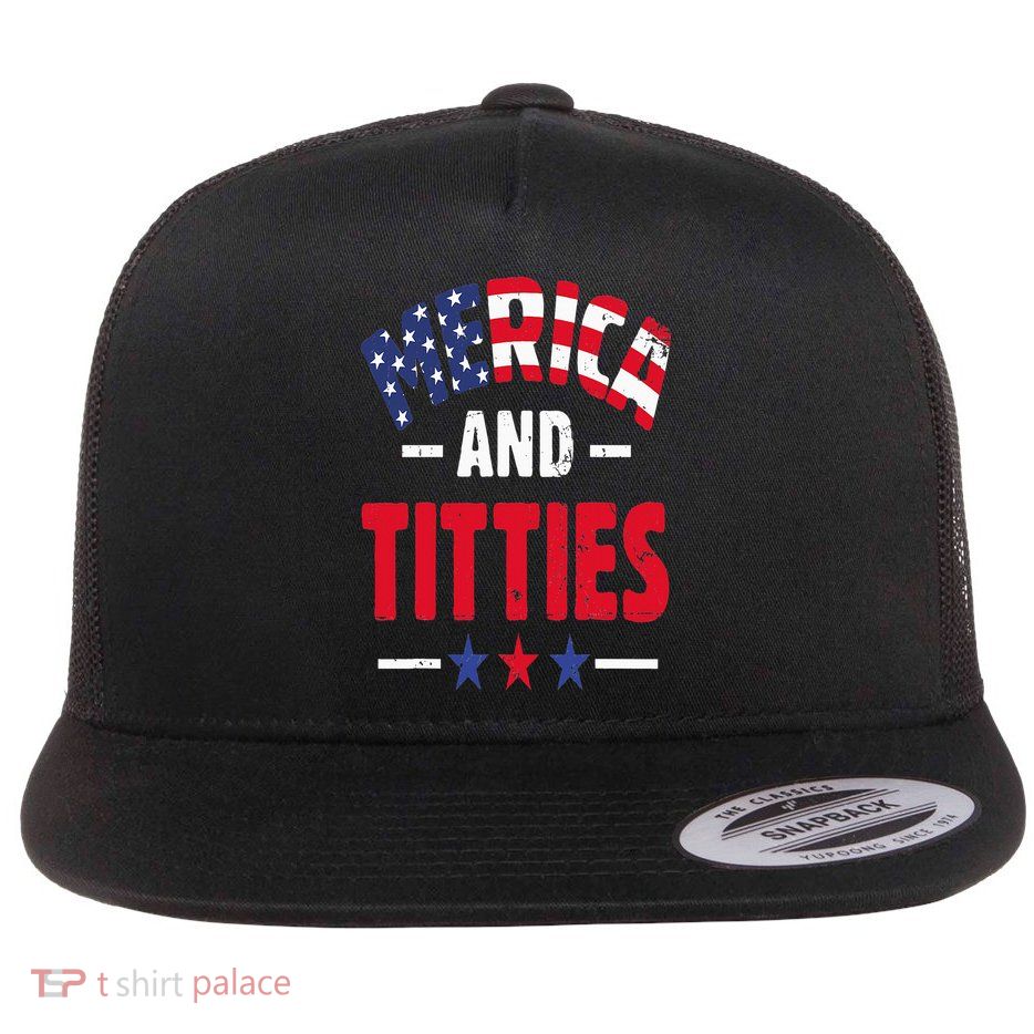 Merica And Titties Flat Bill Trucker Hat