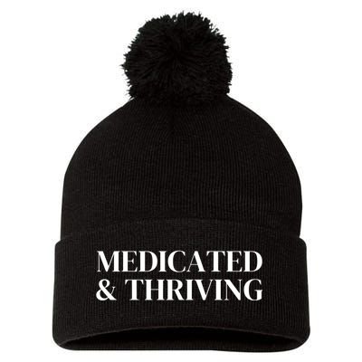 Medicated And Thriving Pom Pom 12in Knit Beanie